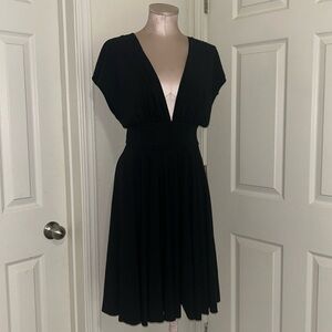 White House black market sexy soft deep V-neck black summer dress sundress